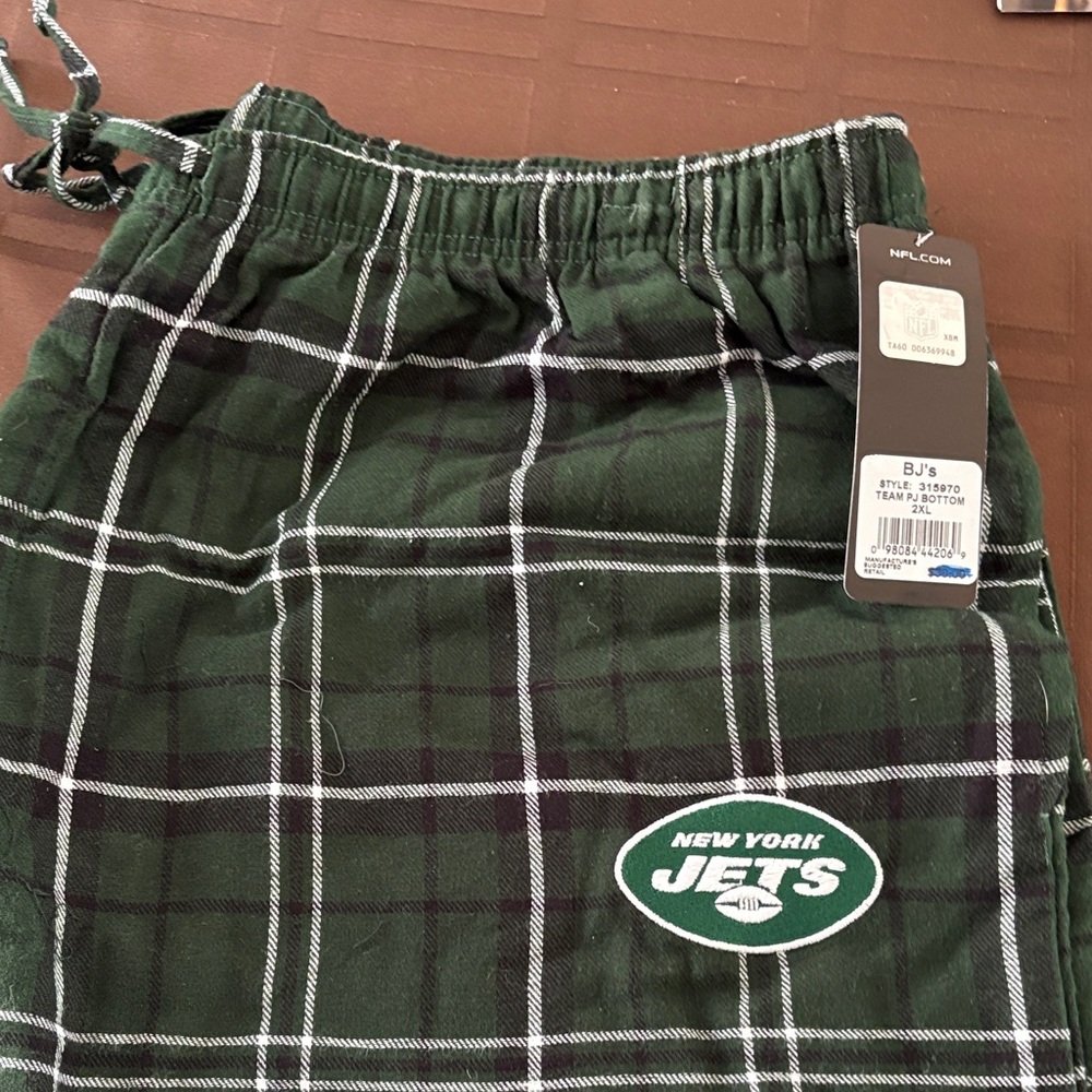 Men’s adult flannel Plaid Bottoms - Green lounge pants NFL NY Jets
